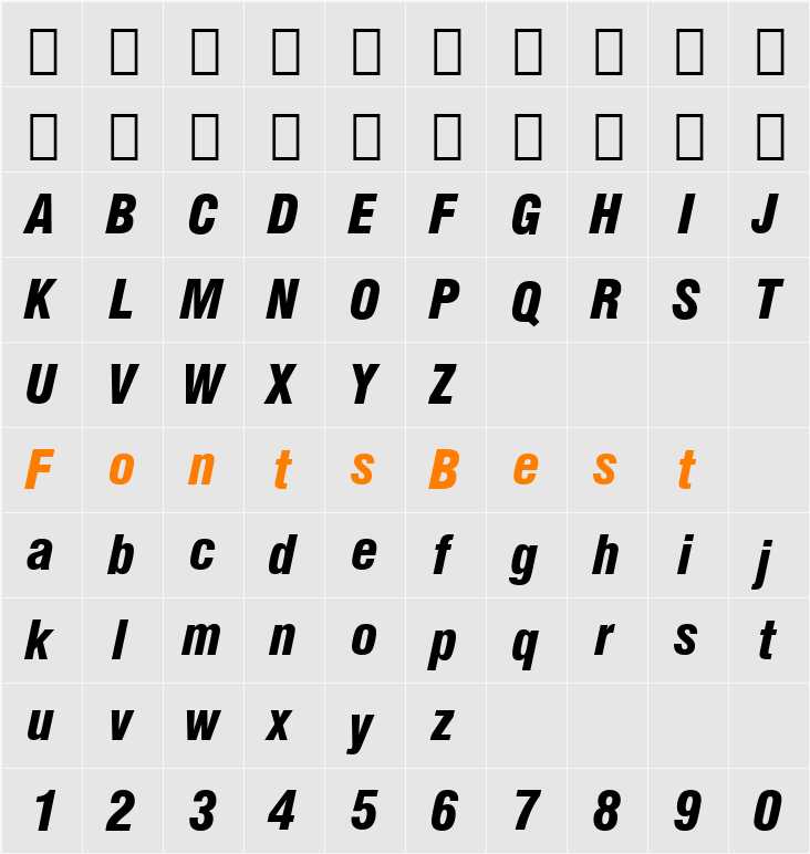 Swis721 BlkCn BT Character Map
