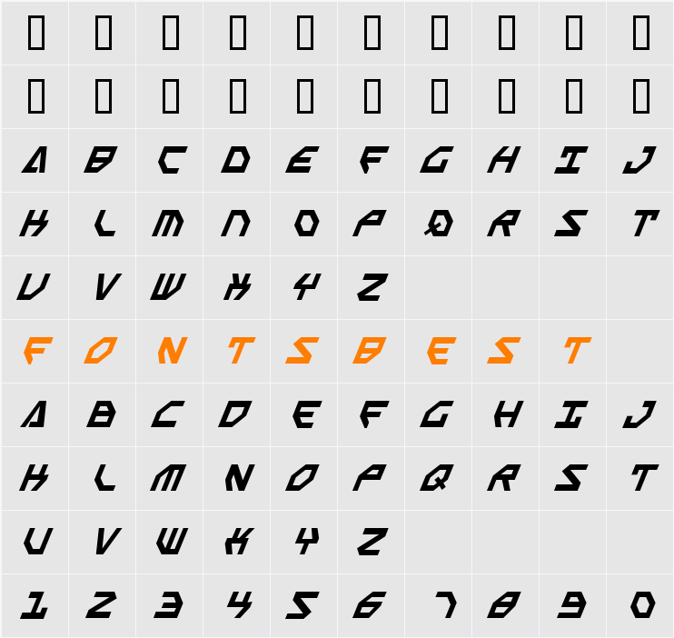 Scarab Script Italic Character Map