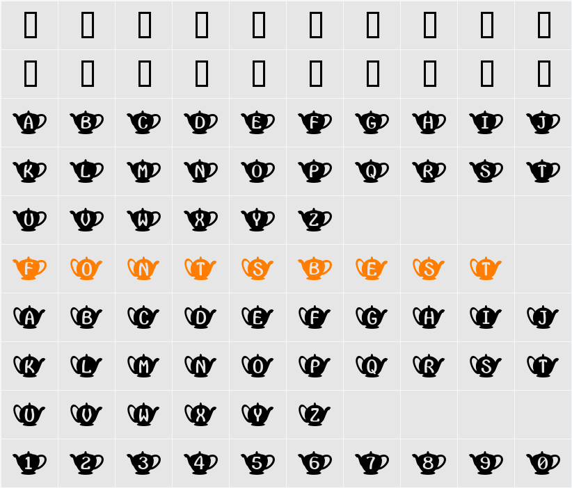 Teapot Character Map