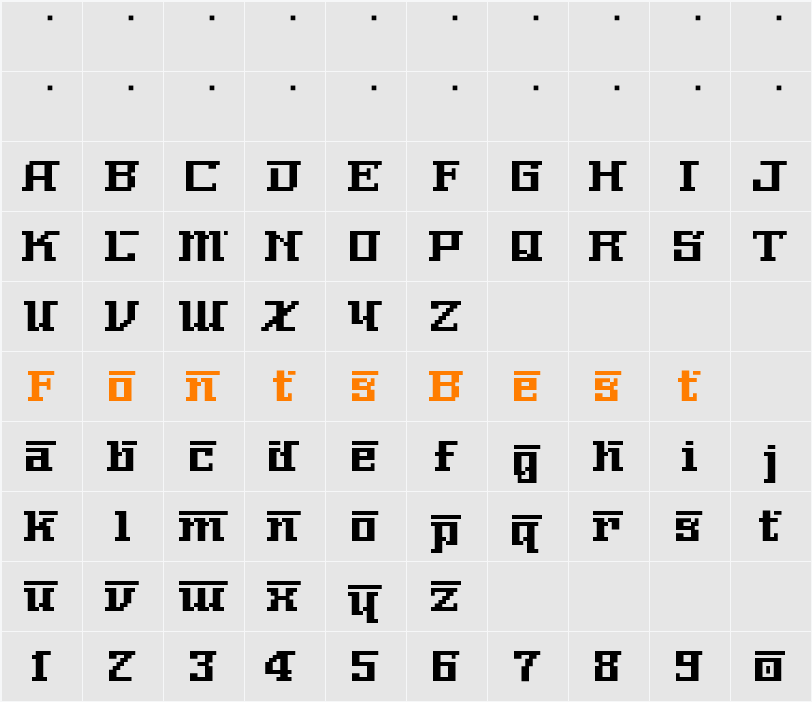NerimaNumber Character Map