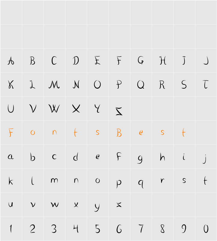 Vanlose Handwritten Character Map