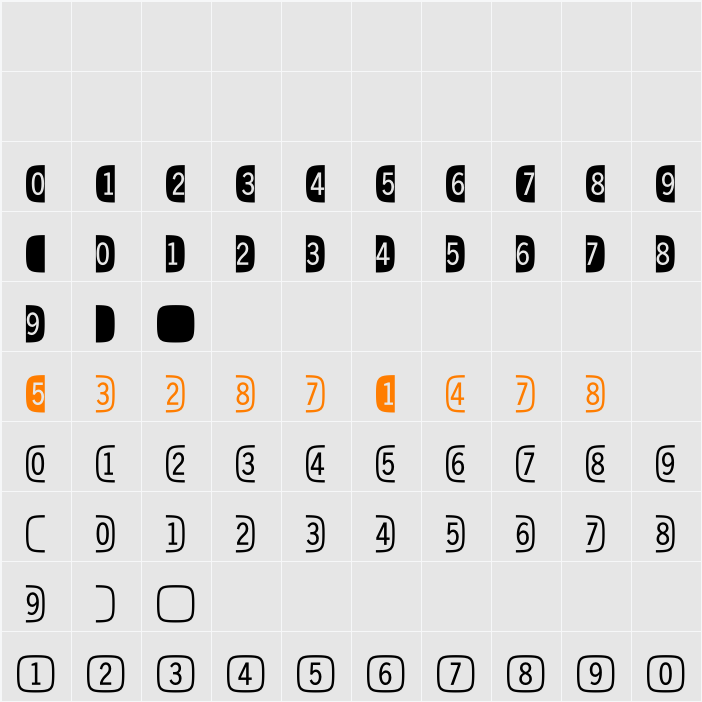 DoubleDigits SuperSquare Character Map