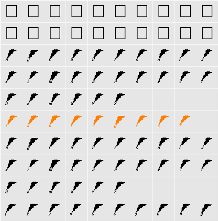 efEMERGENCY CALL Character Map