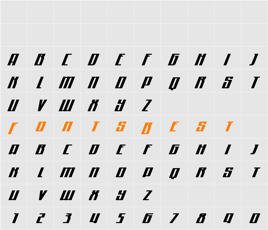 Quantum of Malice Drop Italic Character Map