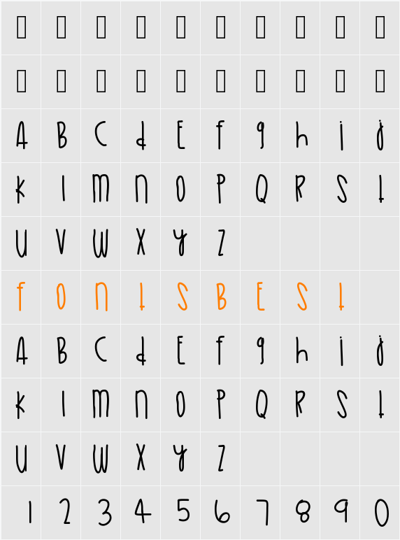 GoldenSkies Character Map