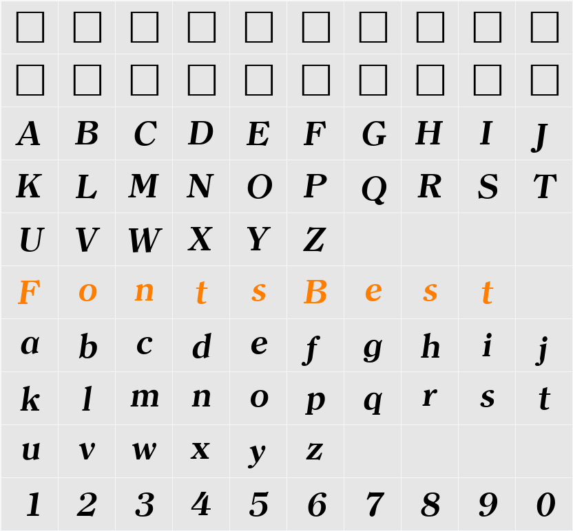 Clerface-DemiBoldIta Character Map