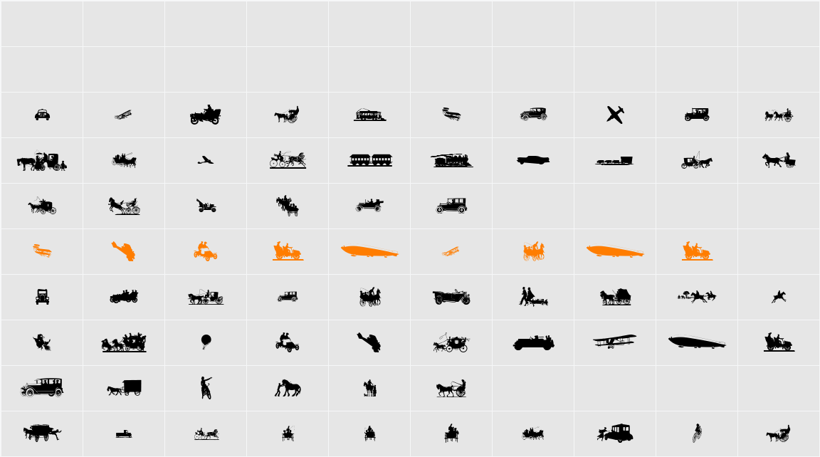 Transportation Dings Character Map