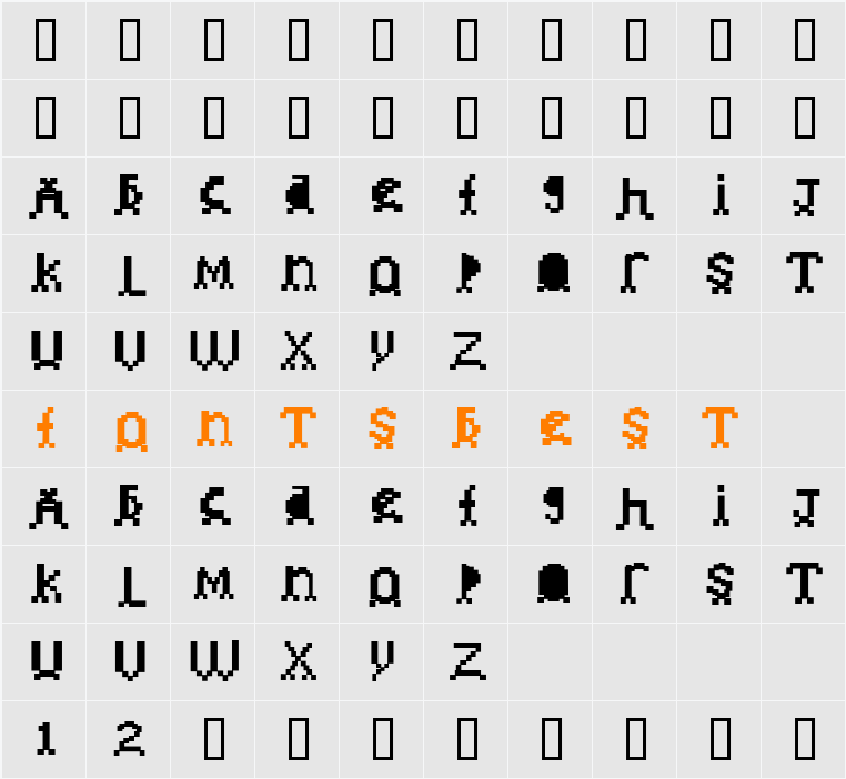 invader Character Map