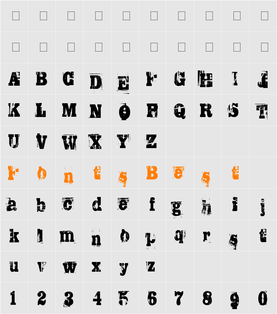 TRASHED Character Map