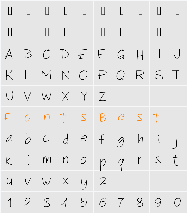 PWAnotherScript Character Map