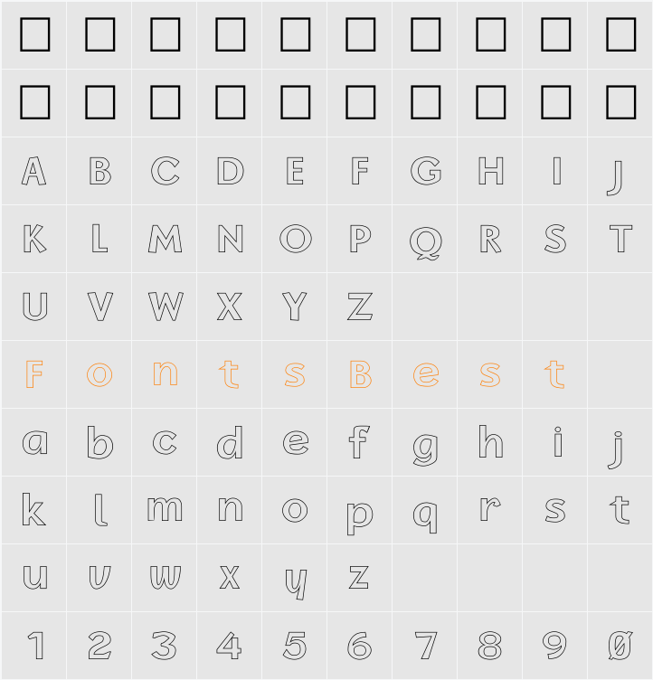 FZ BASIC 14 HOLLOW Character Map