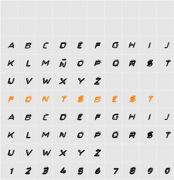 Secret Files II Italic Character Map
