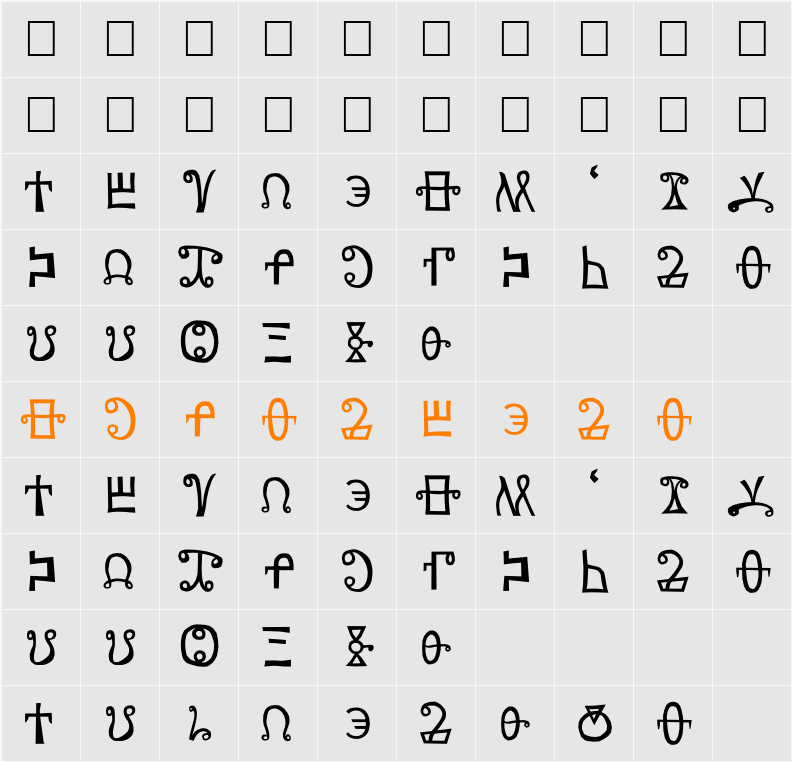 yatsutko_glagolitsa Character Map