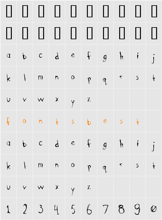 BootyScratch Character Map