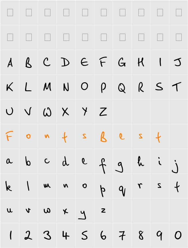PT Script  Breeze Character Map