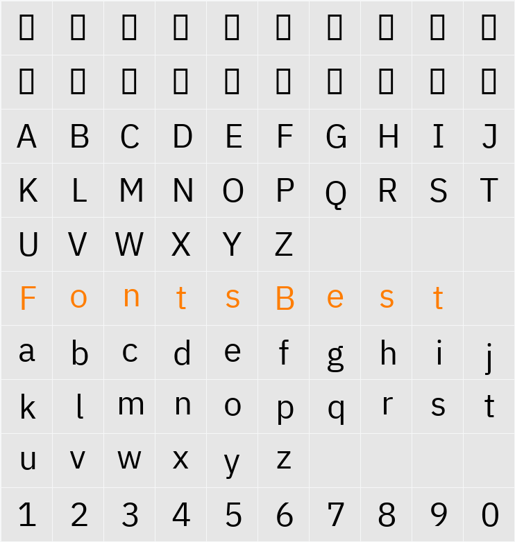 IBM Plex Sans Character Map