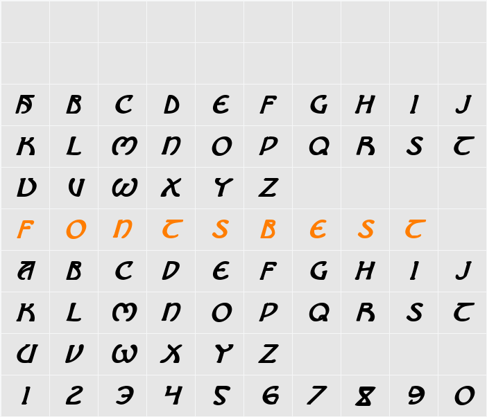 Brin Athyn Bold Italic Character Map
