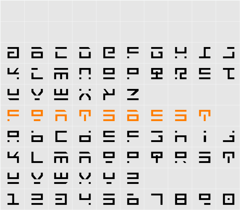 Rocket Type Light Character Map