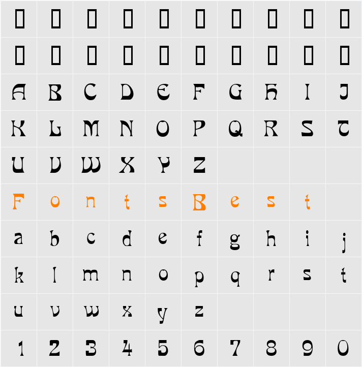 Grouse Character Map