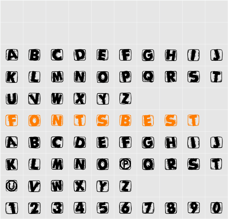 WoodcuttedCapsBlack Character Map