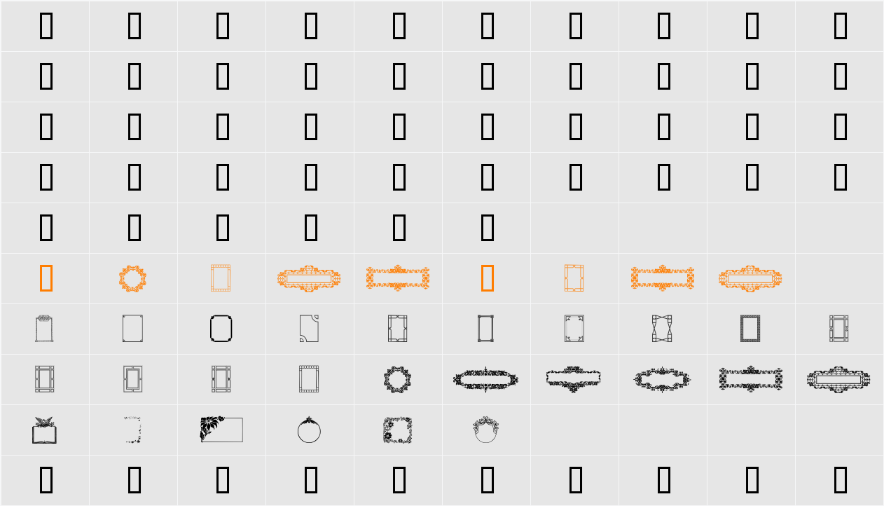 Frames and Headers Character Map