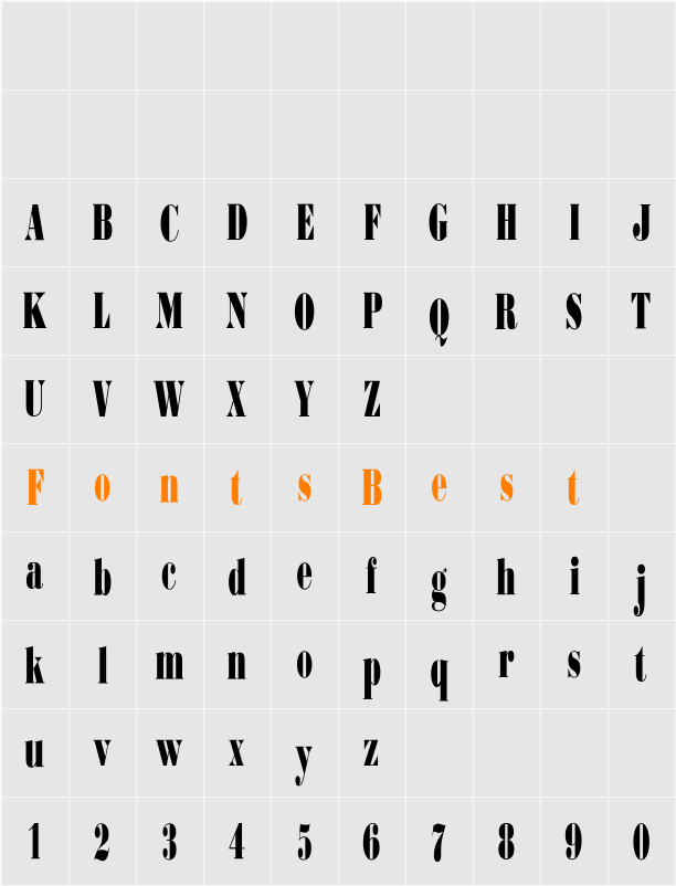 BodoniUltraFLFCond Character Map