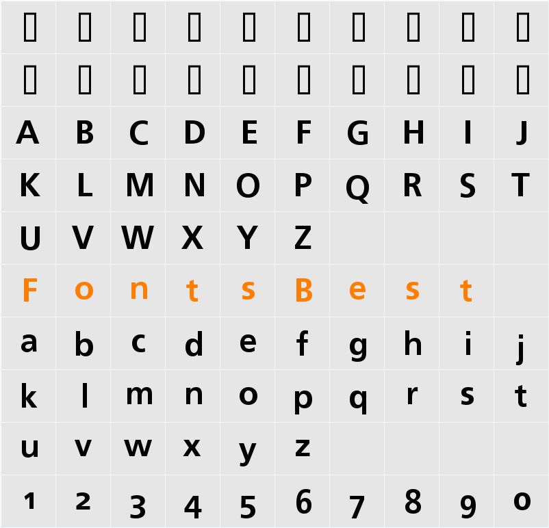 Frutiger Linotype Character Map