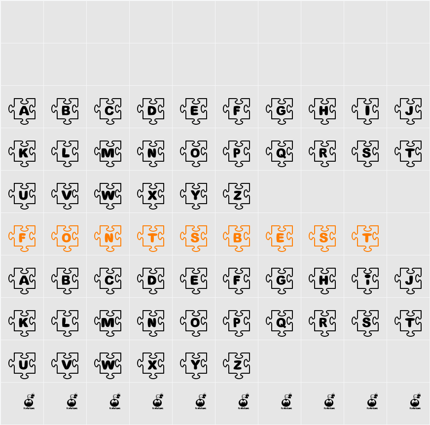 Fonts Bomb JiGSAW Character Map
