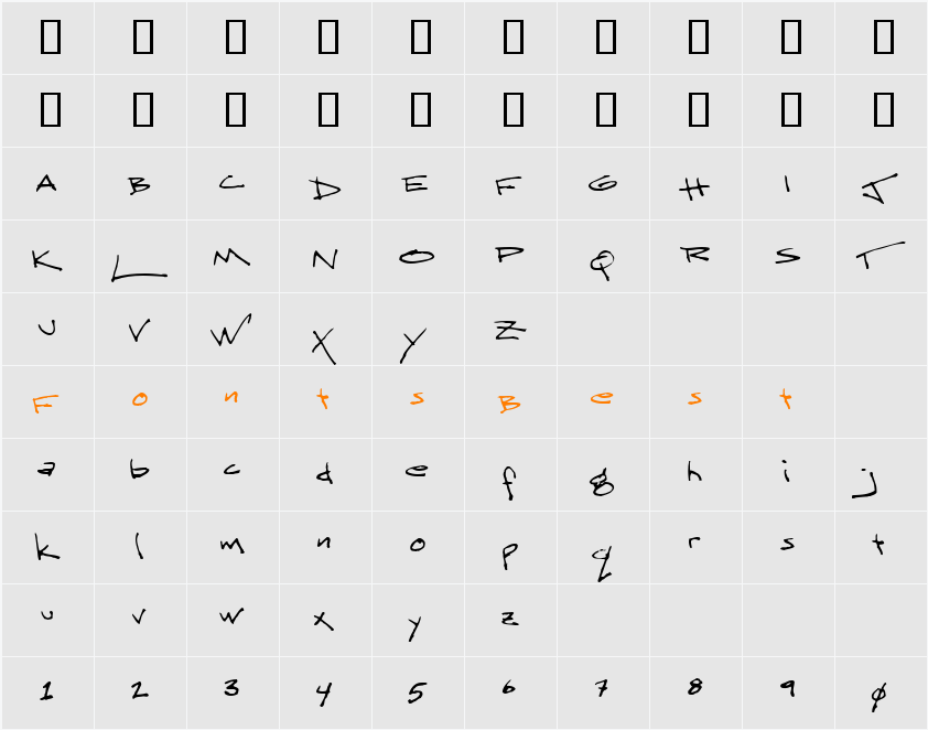 ScritchyEye Character Map