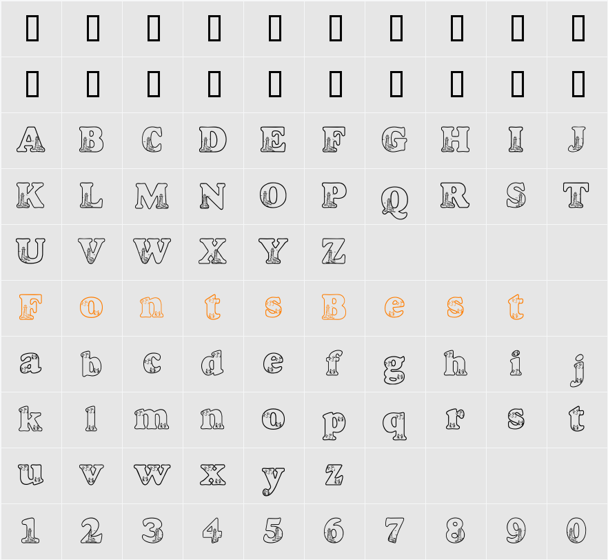 LMS Beach Scrawl Character Map