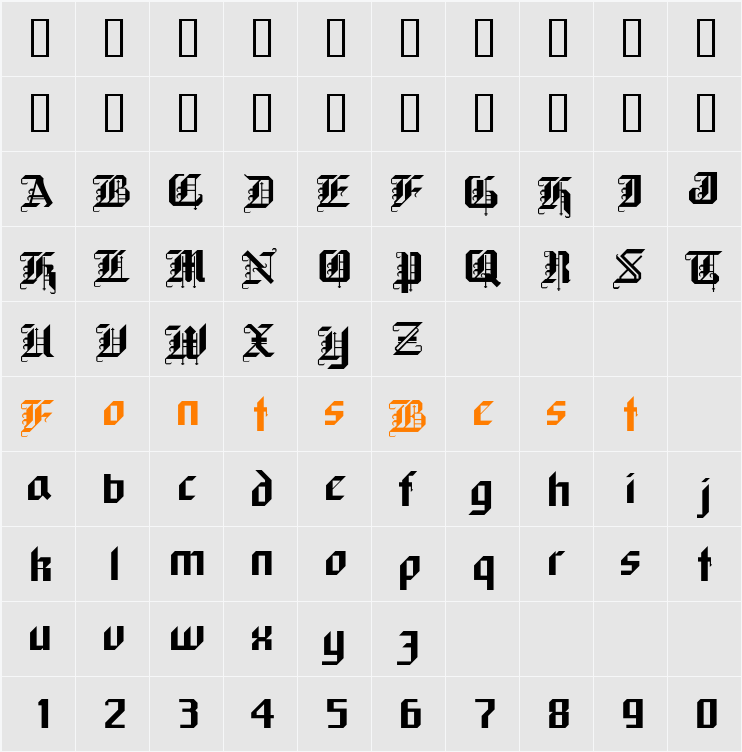 BriarDigitalSSK Character Map