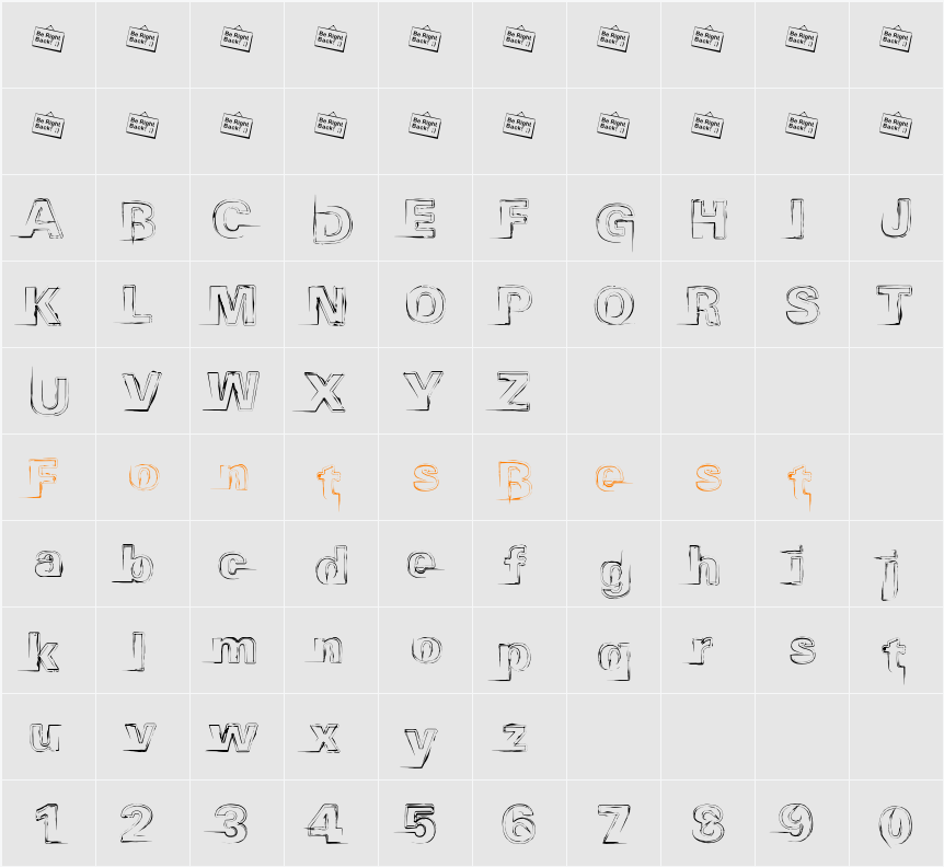 Distopia Black Outlines Character Map