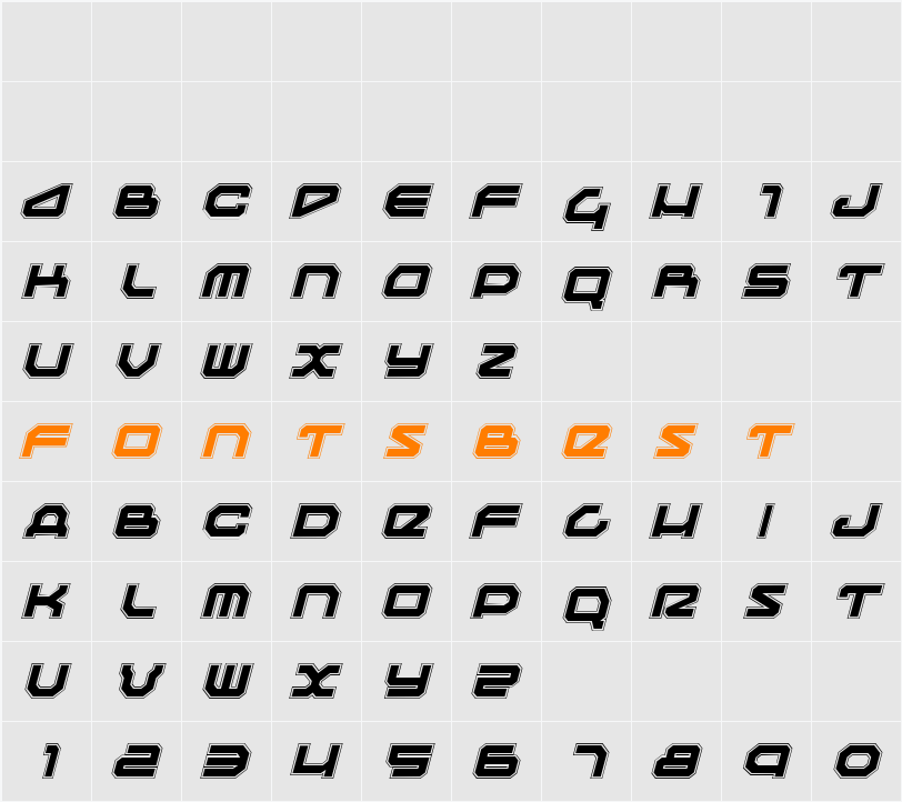 Traveler Pro Italic Character Map