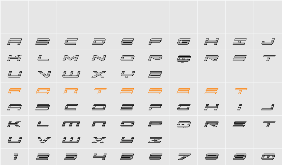Oramac Chrome Italic Character Map