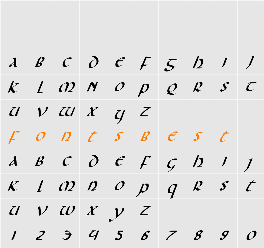Foucault Expanded Italic Character Map
