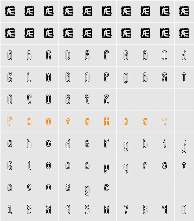 Queasy Outline BRK Character Map