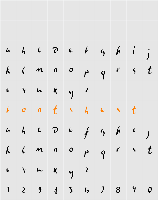 Eagleclaw Condensed Character Map