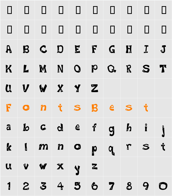 Frowny Font Character Map