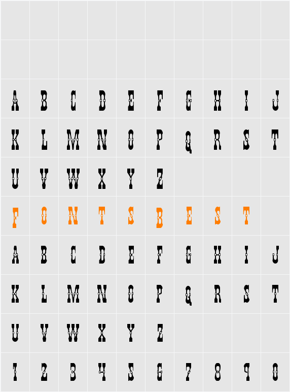 Younger Brothers Drop Caps Character Map