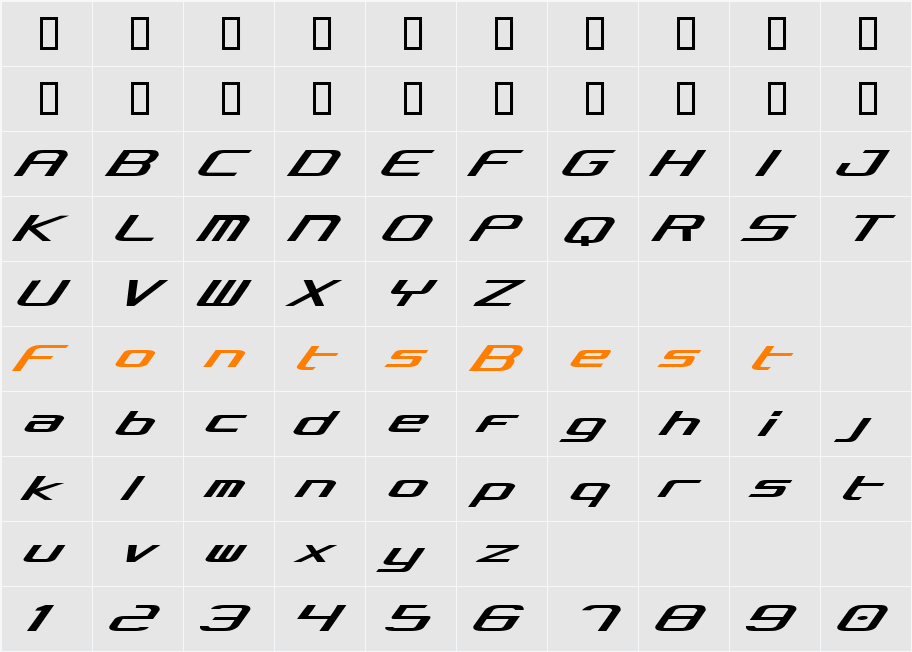 PCLifeWide Glide Character Map