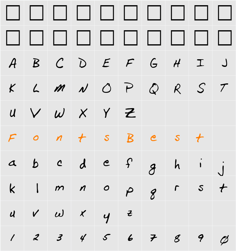 LEHN105 Character Map