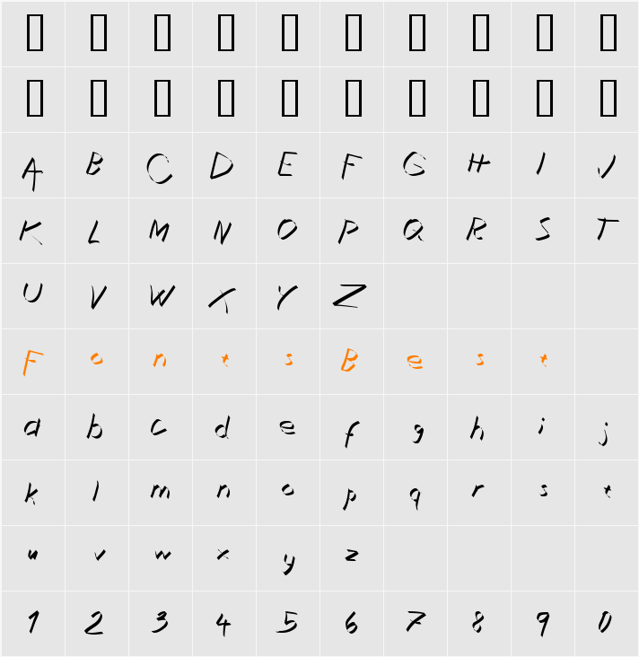 Xaligraphy Character Map