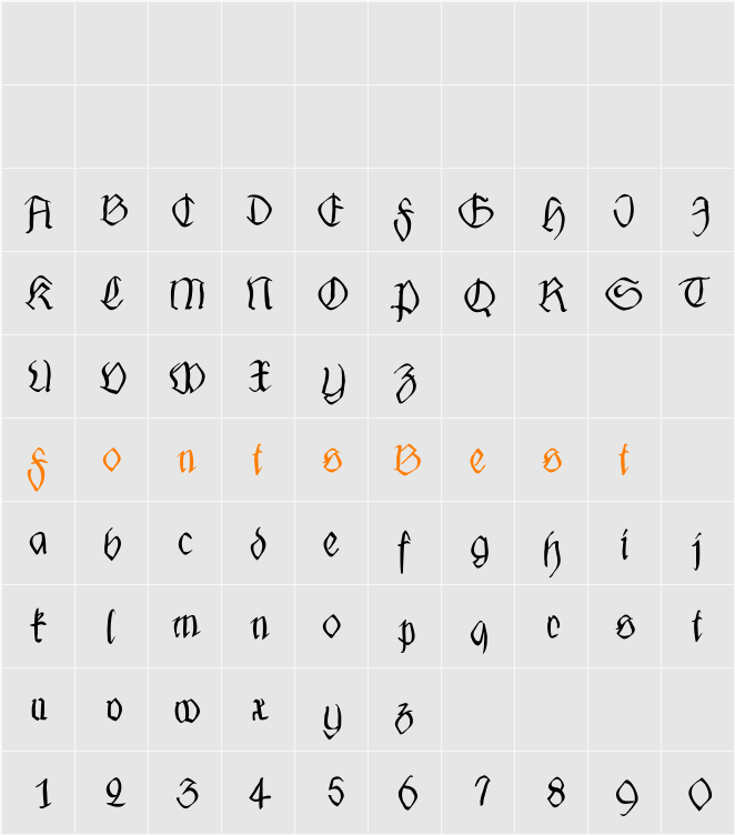 FraxHandwrittenXtrem Character Map