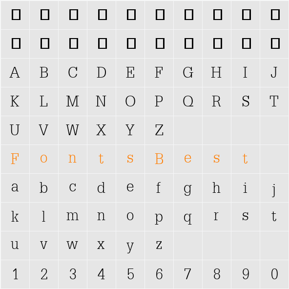DilleniaDSE Character Map