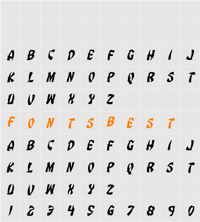 Egg Roll Jumbled Italic Character Map