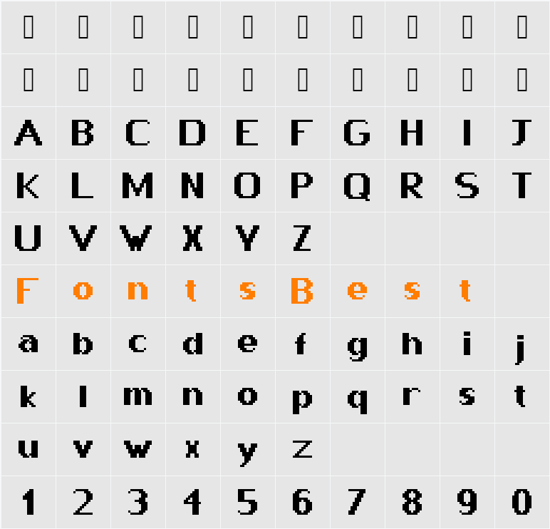 Pixway Character Map
