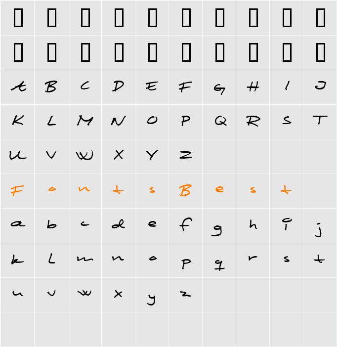 Scribbled Monkey Character Map