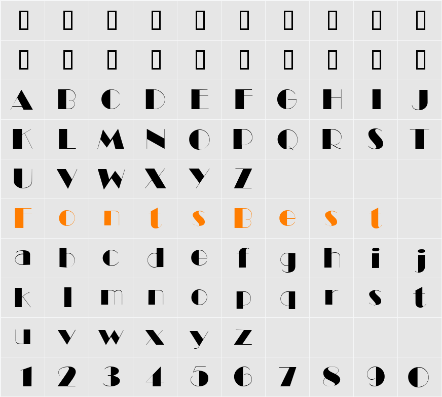 BlackTieDisplaySSi Character Map