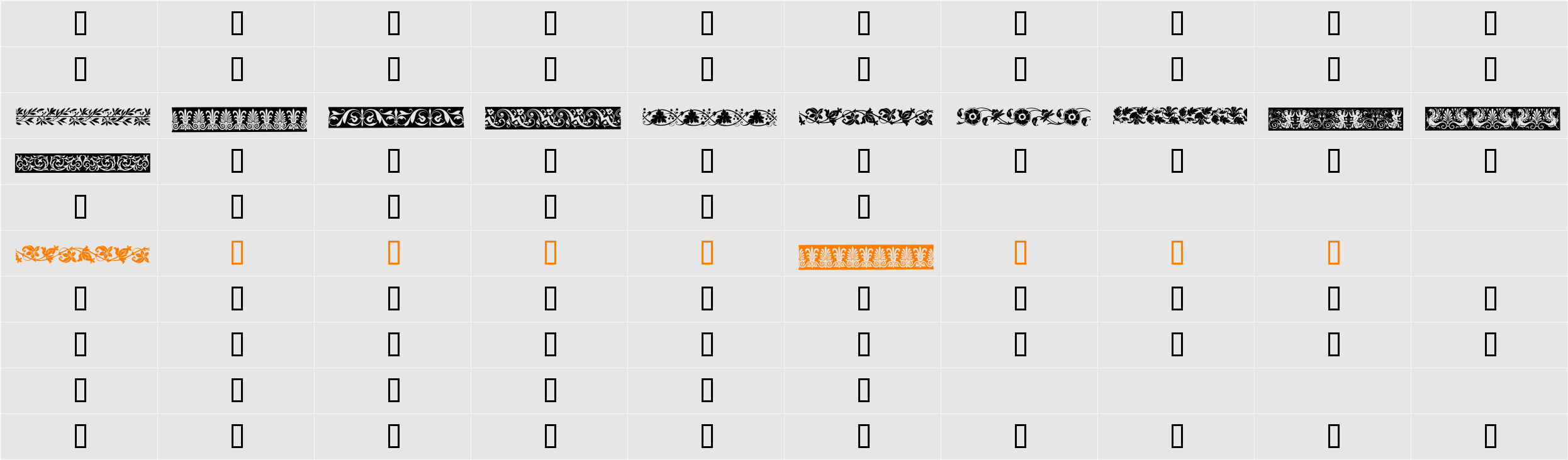 DecoBorders Character Map