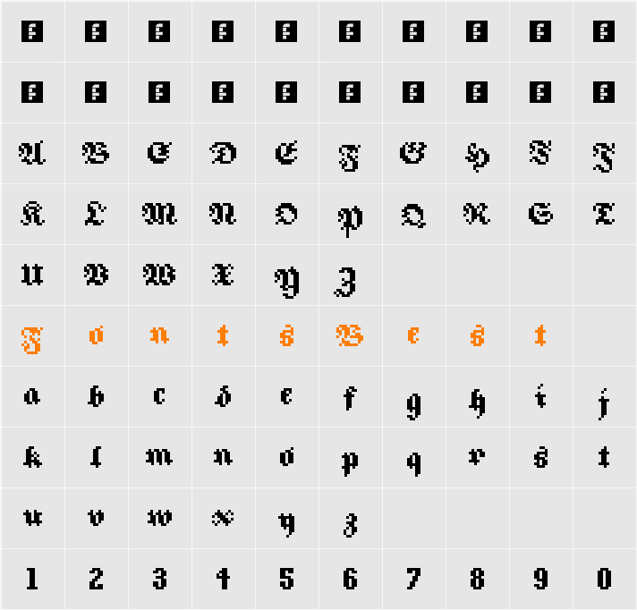 8Fraktura RC Character Map